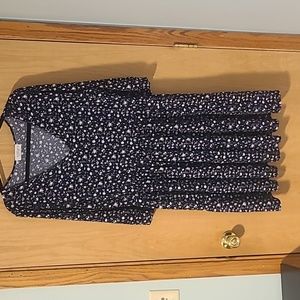 Kaileigh 2X Blue Floral Dress V-Neck